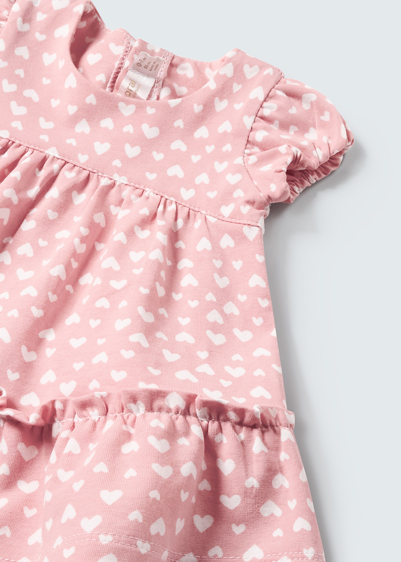 Vestido com faixa de cabelo em algodão sustentável para recém-nascido