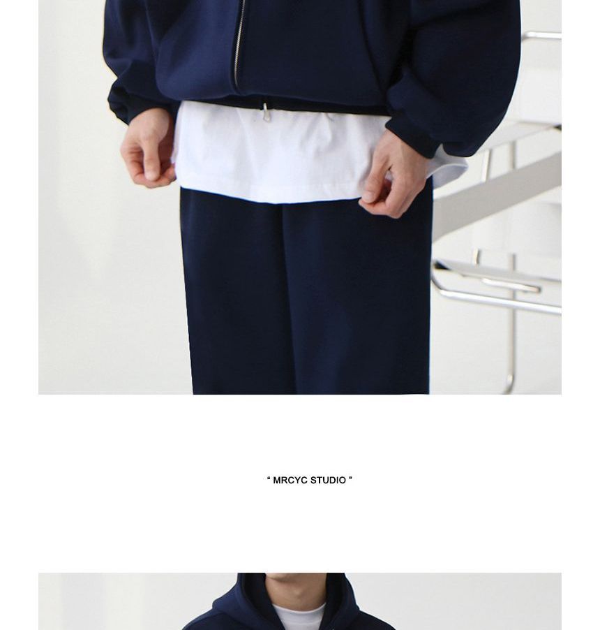 MRCYC - Effen hoodie met rits / Cropped harembroek met hoge taille