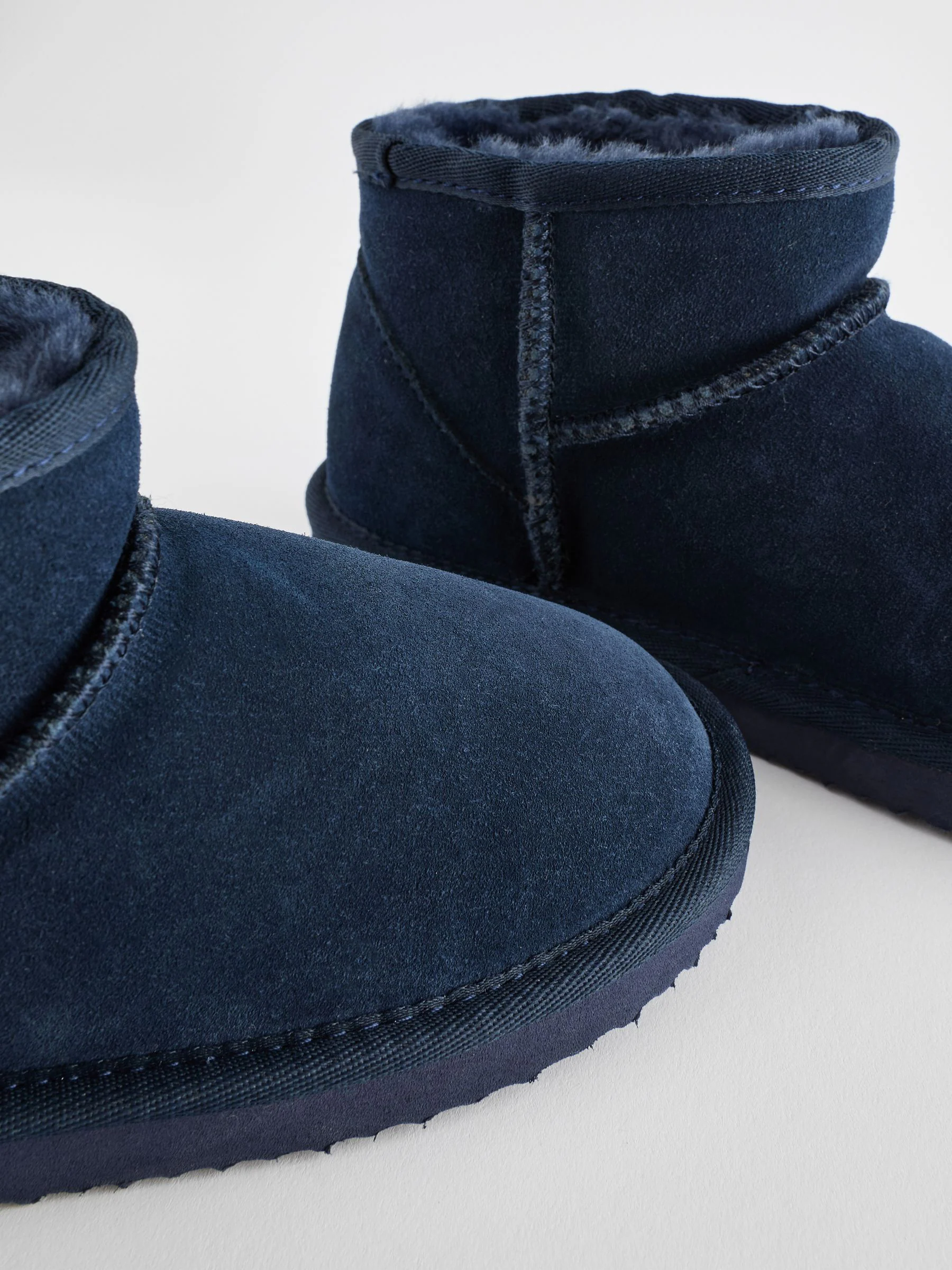 Donkerblauw - Suède enkellaarsjes met warme voering