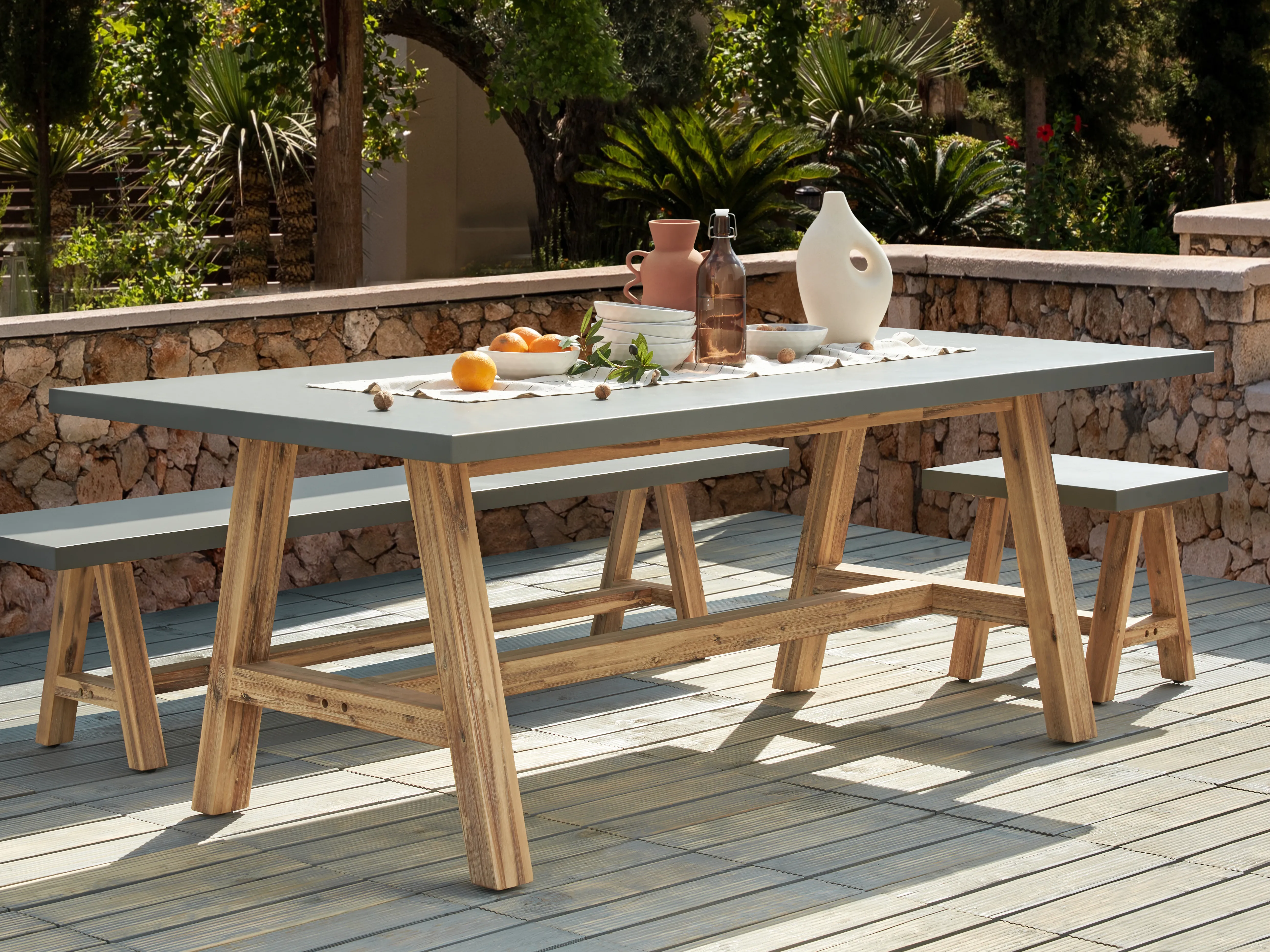 Tuin eettafel TONNARE 200 cm 100 cm Beton Grijs