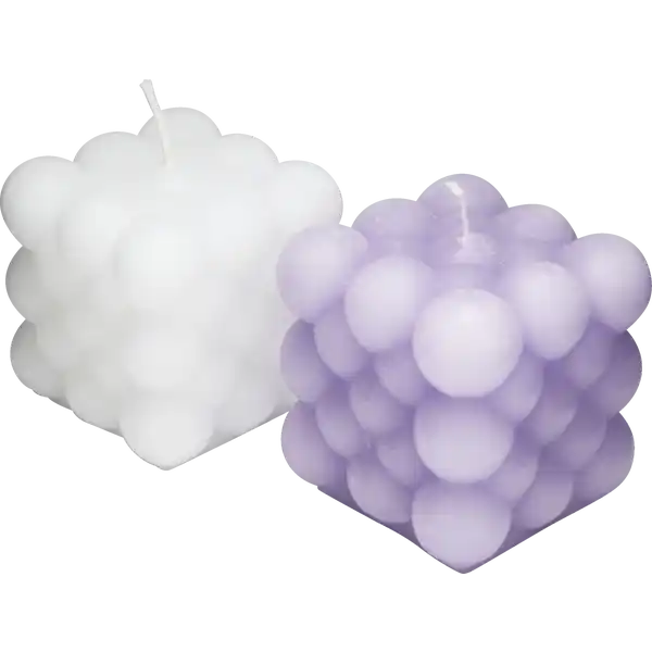Bubble Kerze lila / weiss sortiert