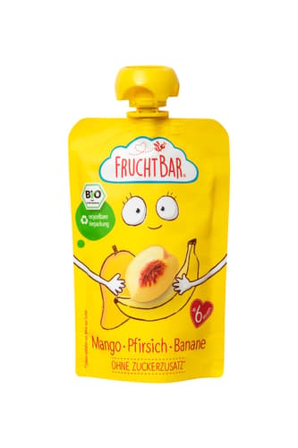 FruchtBar BIO Fruchtpüree Mango, Pfirsich, Banane