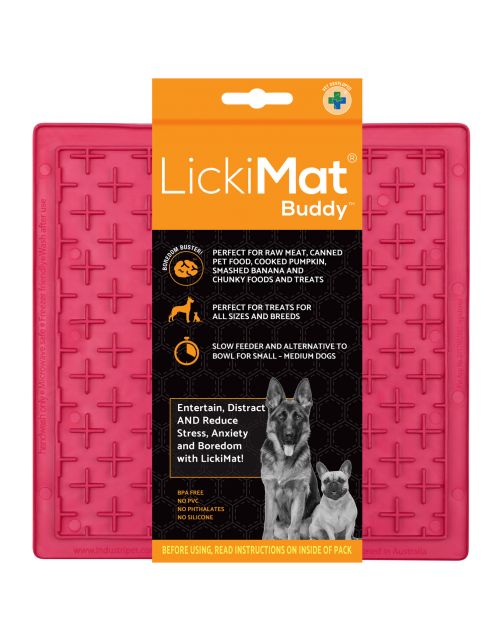 Lickimat Buddy Treat - Slowfeeder Voermat - Hondenvoerbak - 20x20 cm Roze