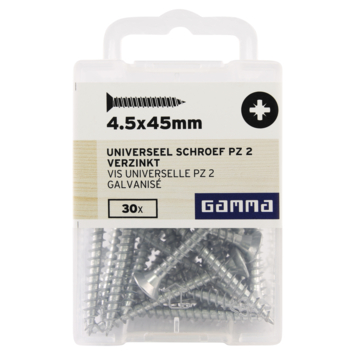 GAMMA schroef universeel platkop verzinkt 4.5x45 mm 30 stuks
