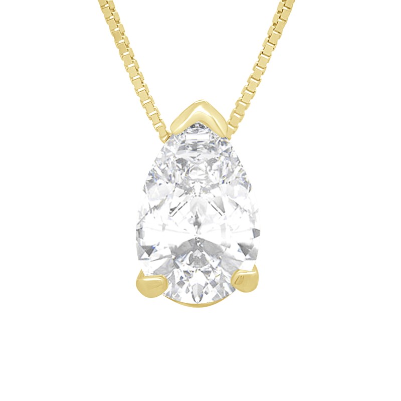 Collier - Ornées d'un Oxyde de Zirconium Poire - Or Jaune