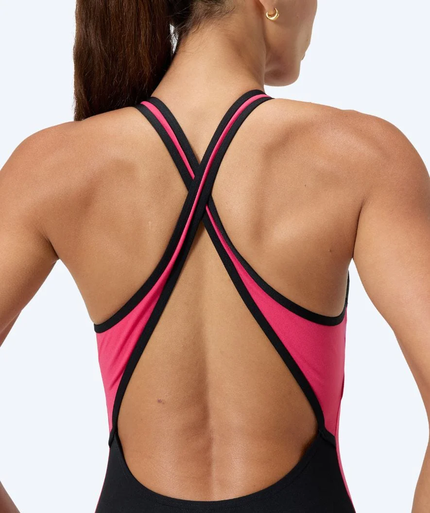 Speedo badedragt til damer - Splice Cross Back - Sort/lyserød