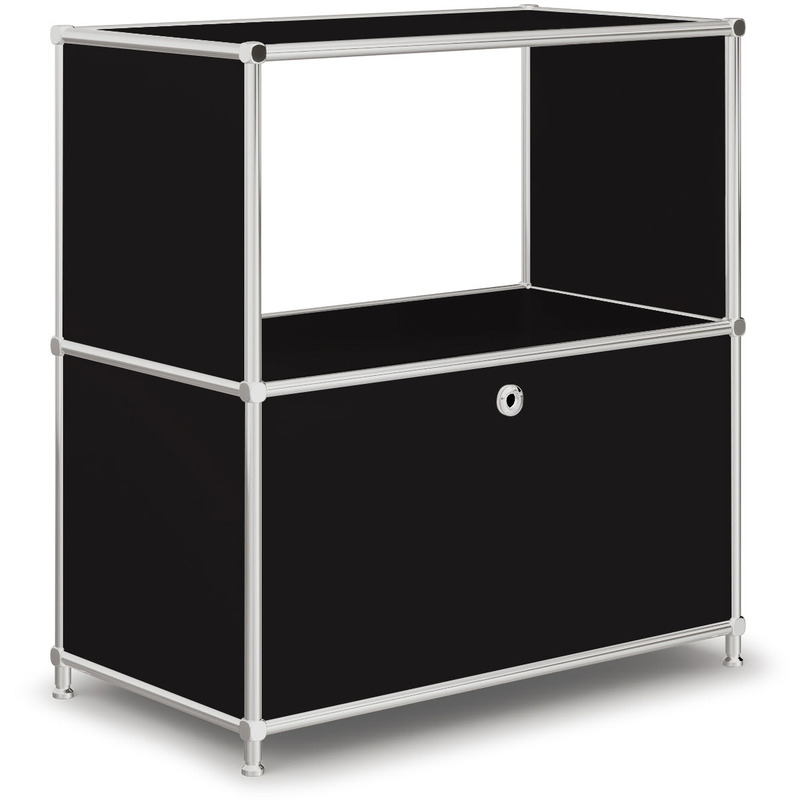 Sideboard VEROM, 1 Klapptüre, 1 Fach ohne Rückwand, mit Lochgriff, schwarz