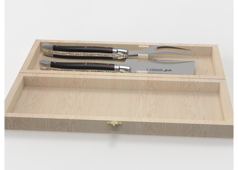 Service à fromage Laguiole avec un manche en bois de fer et mitres en acier inoxydable