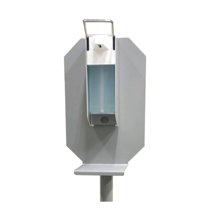 Desinfectiezuil compleet met voetplaat en 500ml Ingoman dispenser met beugel voor zeep/gel vulling (433902)