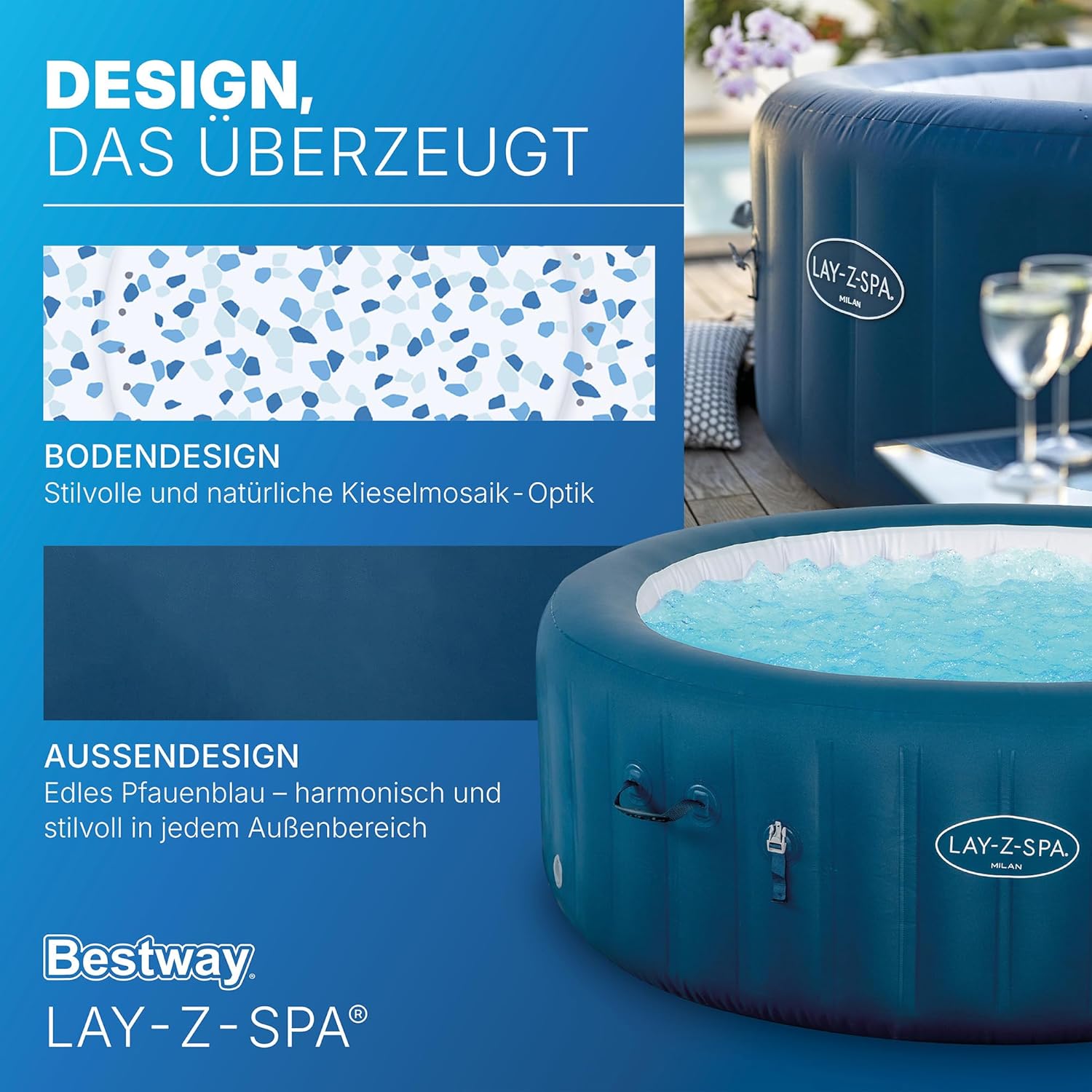 Bestway® Lay-Z-SPA® WLAN-Whirlpool Milan AirJet Plus Ø 196 x 71 cm, rund
