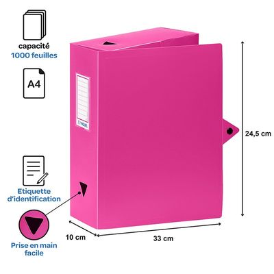 Viquel - Boîte de classement plastique - dos 100 mm - disponible dans différentes couleurs pastels