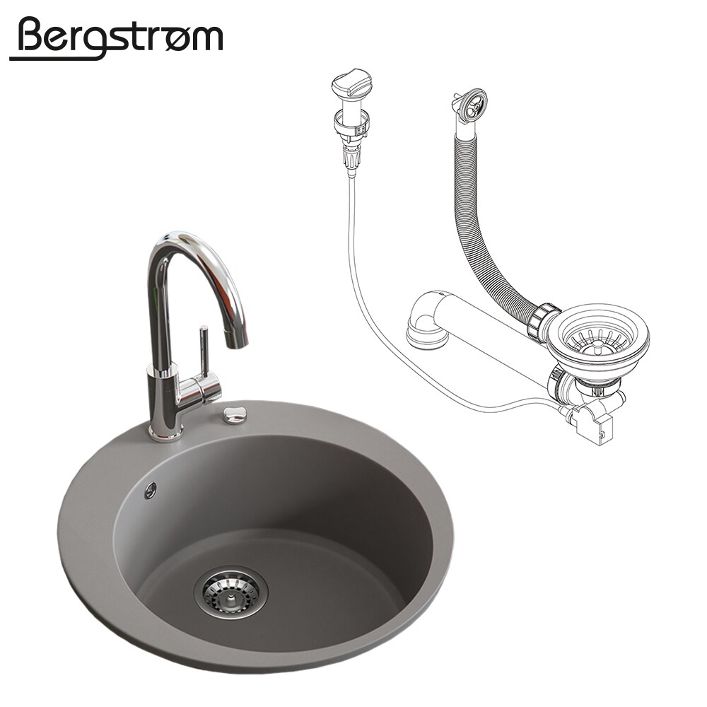 Bergström Granit Spüle Küchenspüle Einbauspüle Spülbecken Rund 505mm Beton