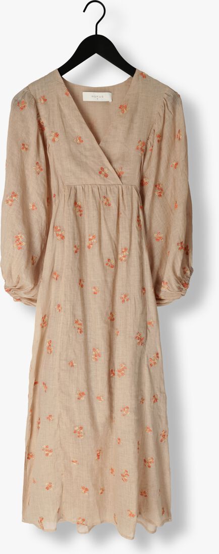 NUKUS zand nukus maxi jurk monica dress embroidery