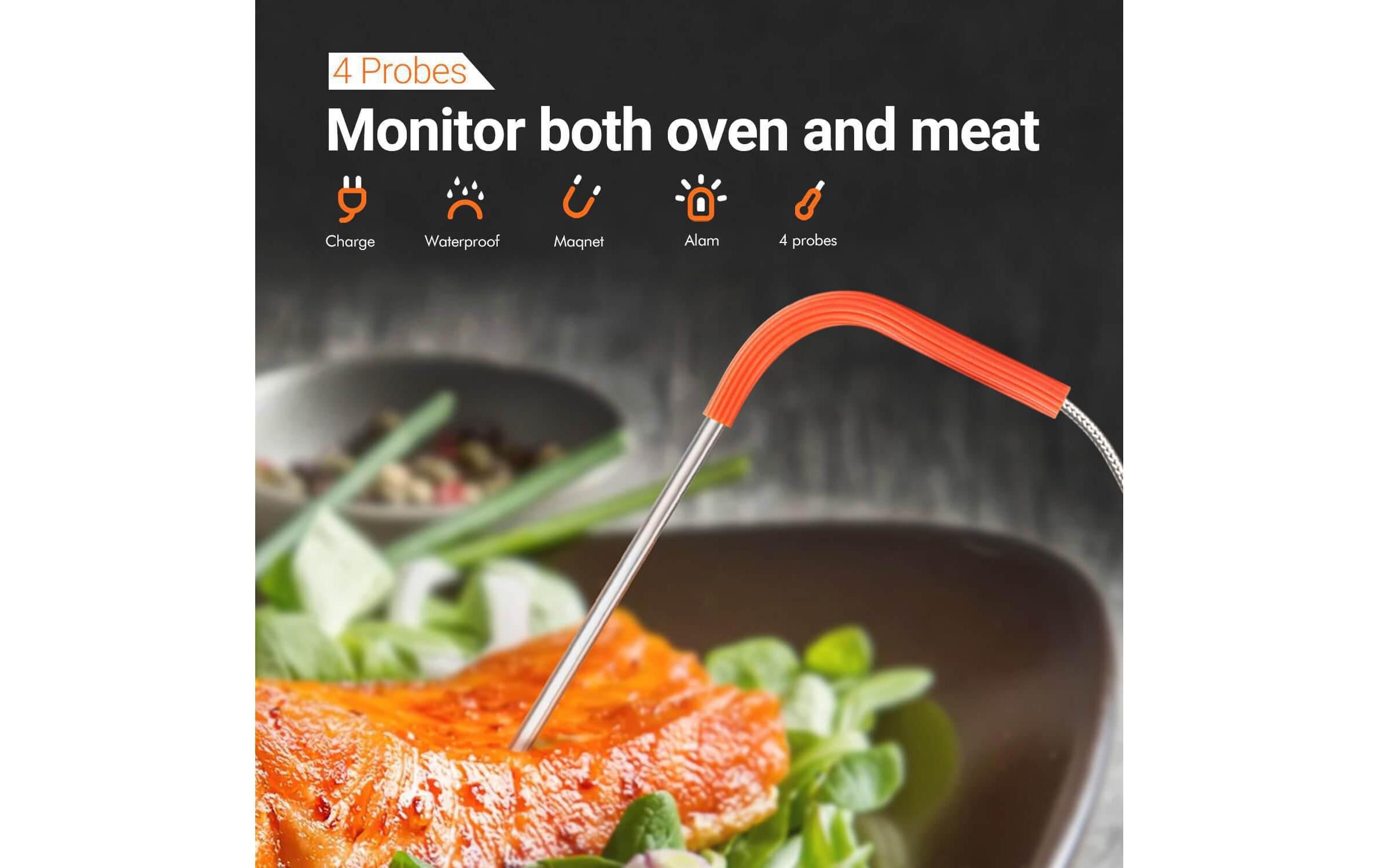 Fleischthermometer IBBQ-4T WiFi<br>Drahtloses, App-kompatibles Fleischthermometer