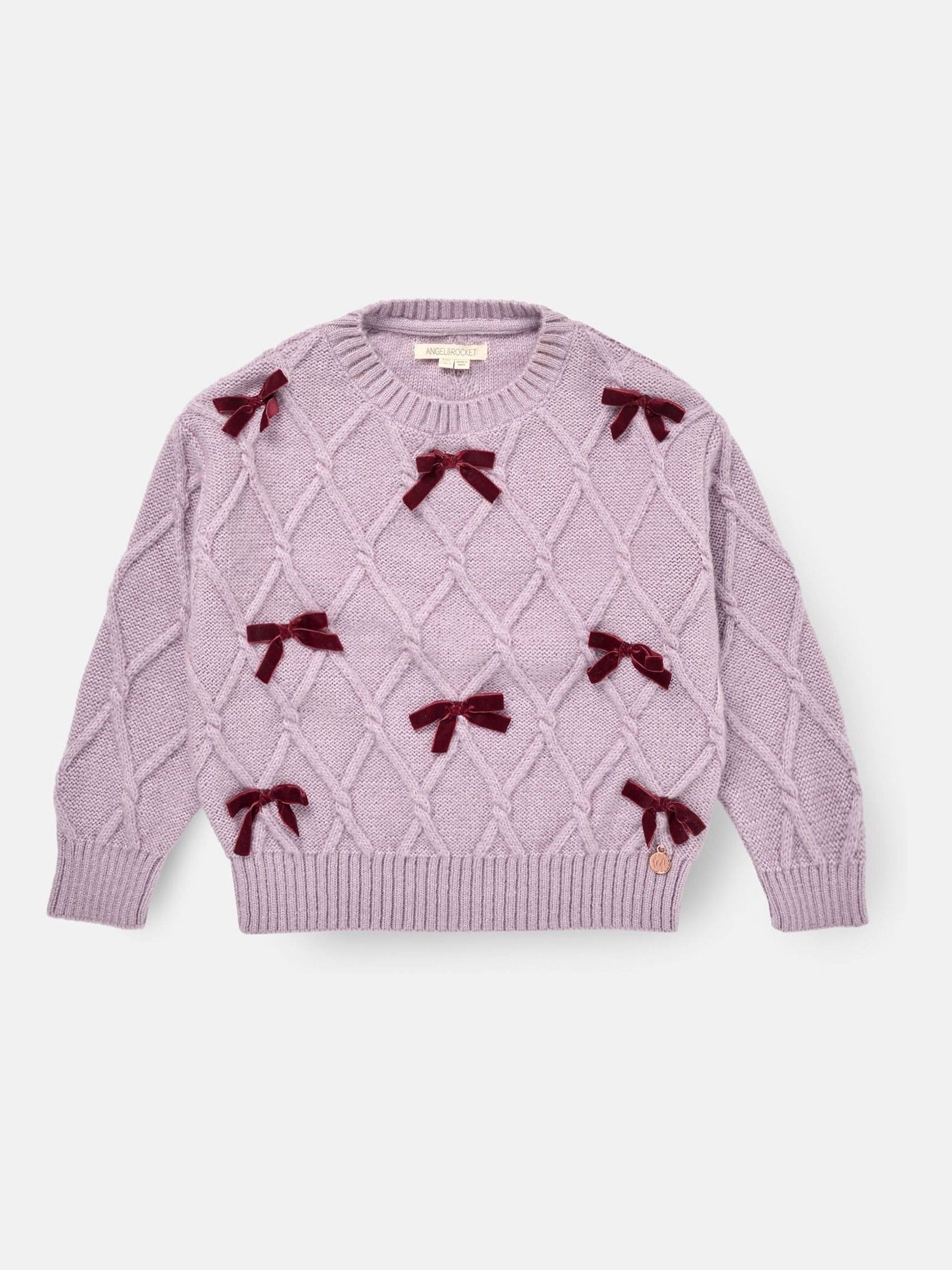 Angel & Rocket Clara Textured Knit Velvet Bow Jumper