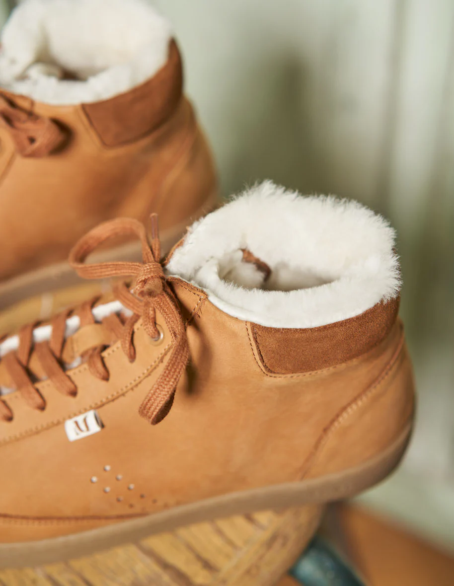 Baskets montantes Alexis - Cuir pull up terracotta fourré