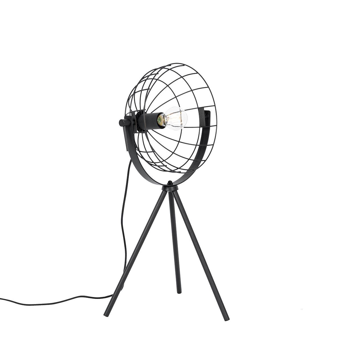 Industriële tripod tafellamp zwart verstelbaar - Hanze