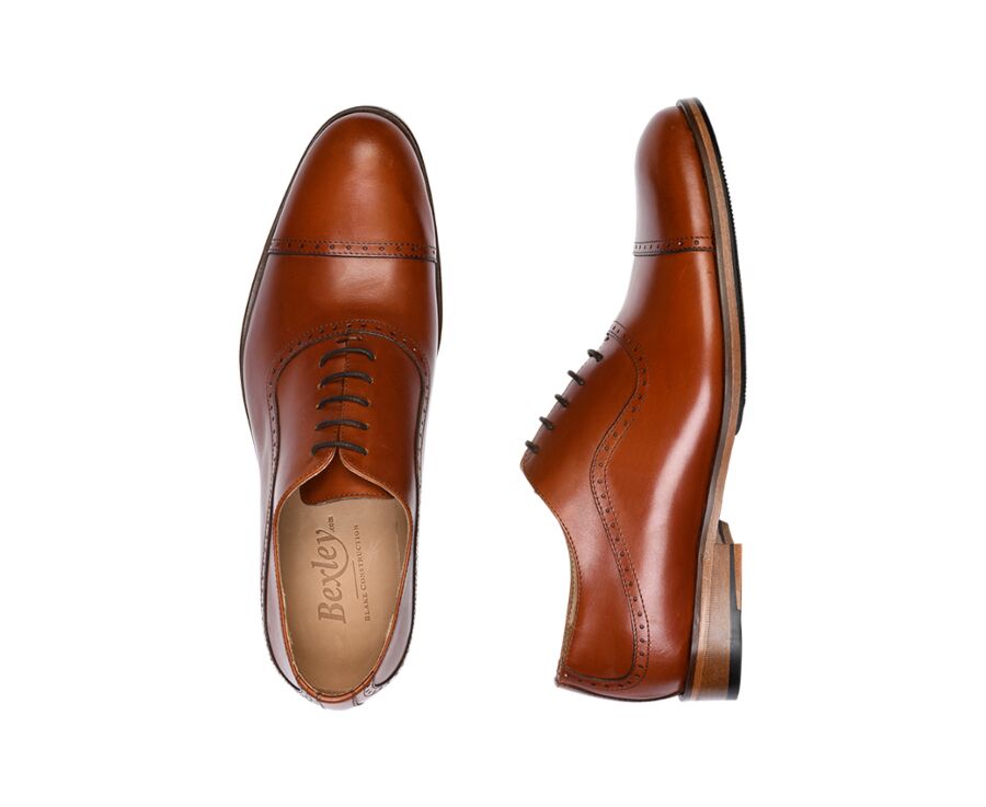 Richelieu homme Acajou semelle cuir avec patin - CORBY PATIN
