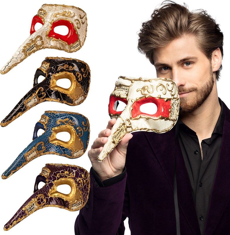 Boland - Venetië - Neusmasker - Zwart/Wit/Paar/BLAUW - 4 Kleuren