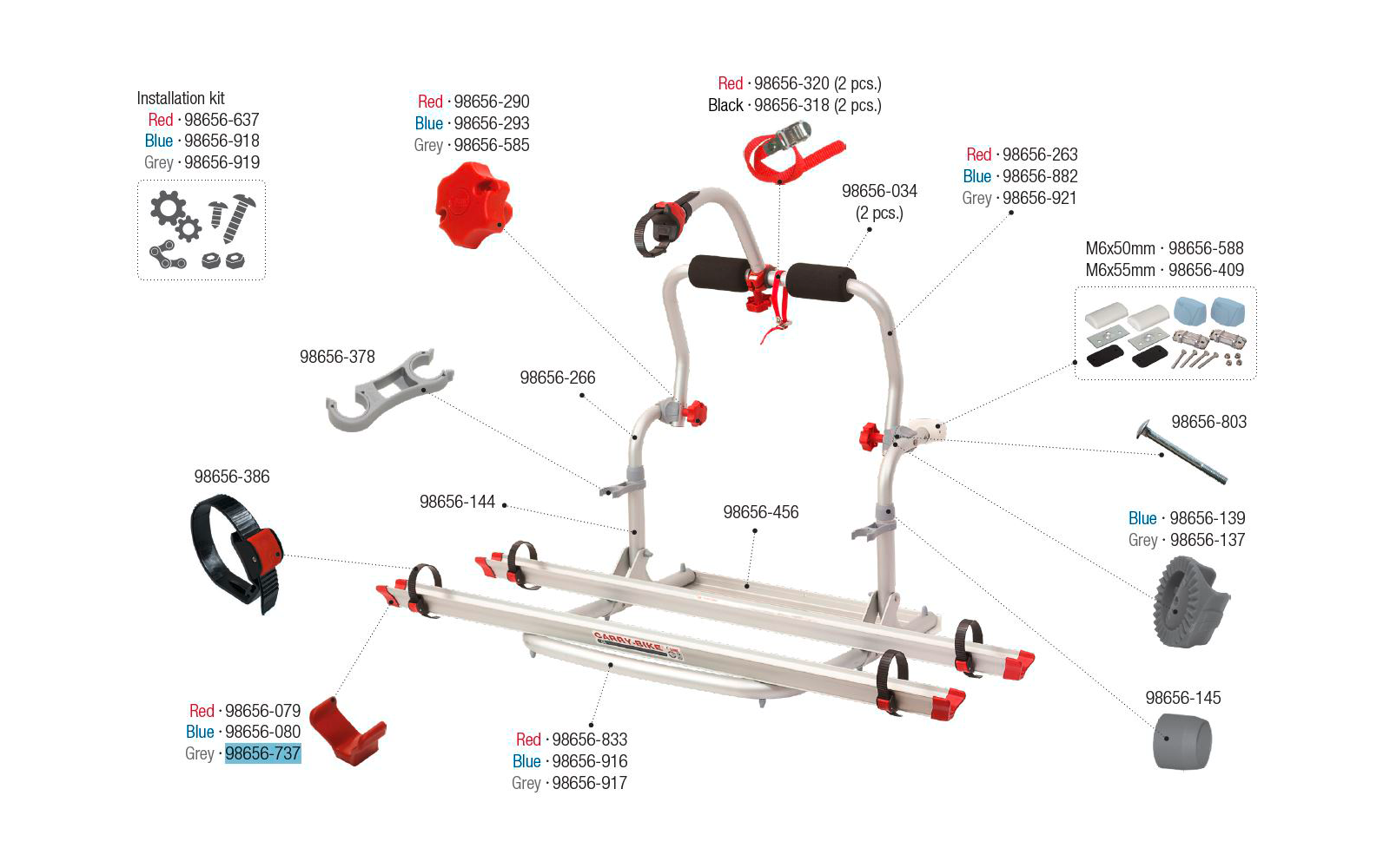 Fiamma Schienenabdeckkappe passend für Carry Bike UL / CL / Rail Quick - Farbe Grau Fiamma Ersatzteilnummer 98656-737