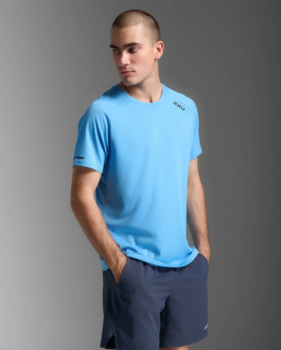 2XU Men's Aero Tee Azure Blue/black Reflective