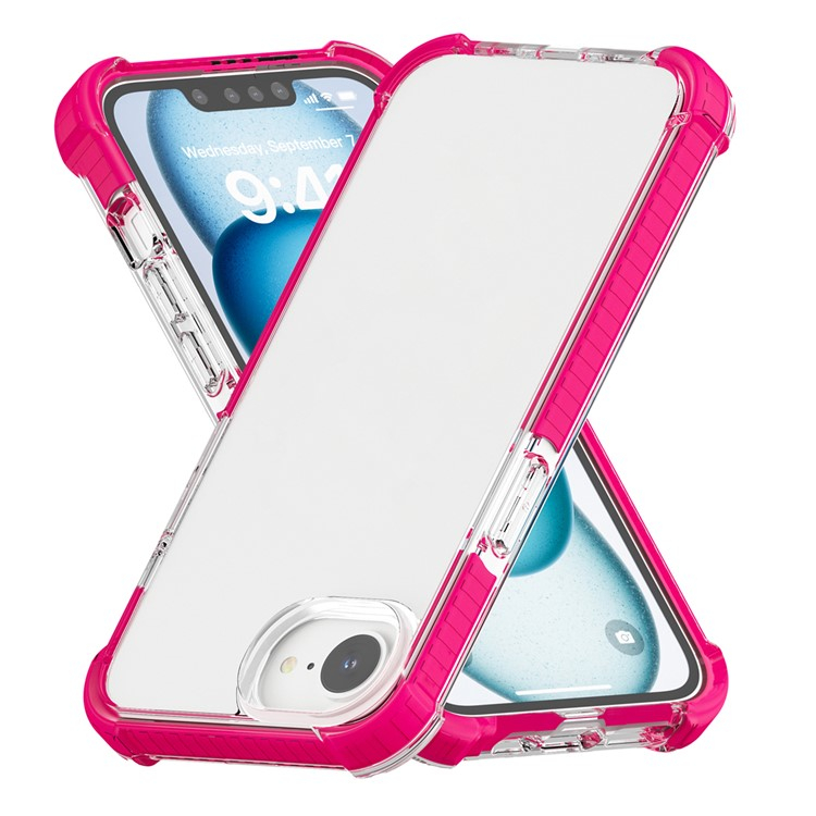 iPhone 16e Hybrid Bumper Hülle mit Air Cushion Fallschutz - Pink / Transparent