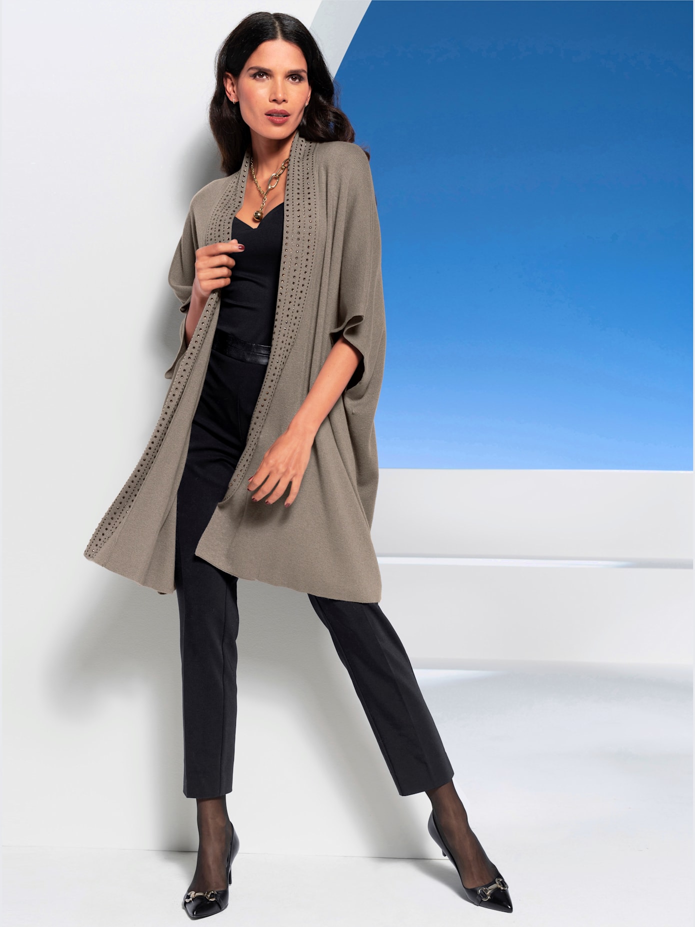 Veste longue en tricot 18% laine