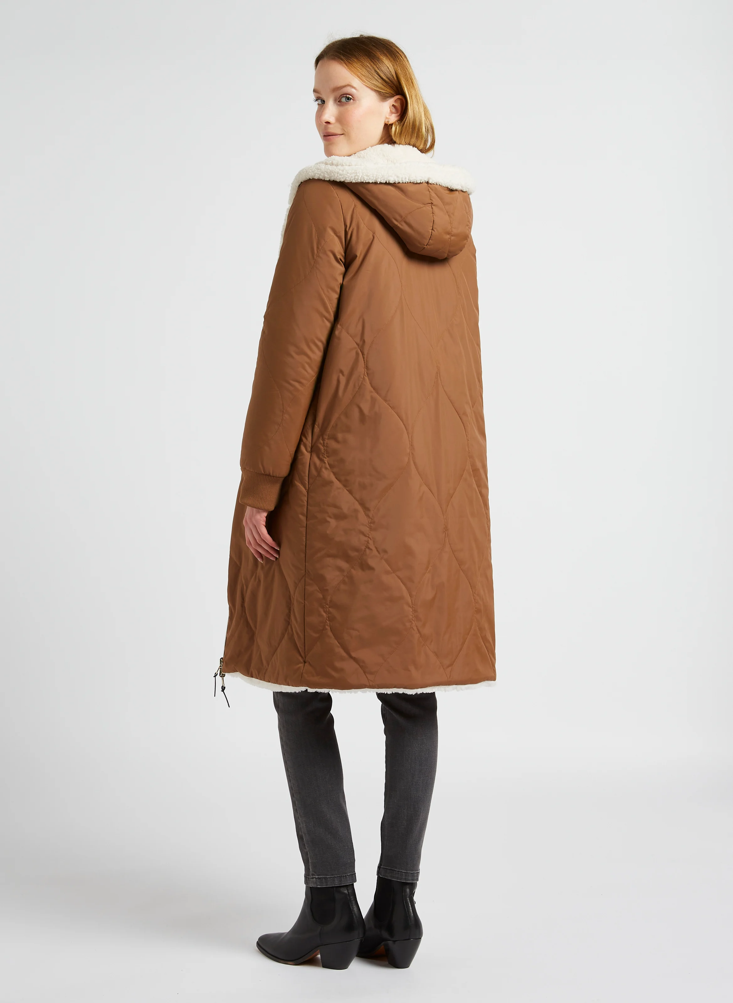 Parka fourrée à capuche| Blanc