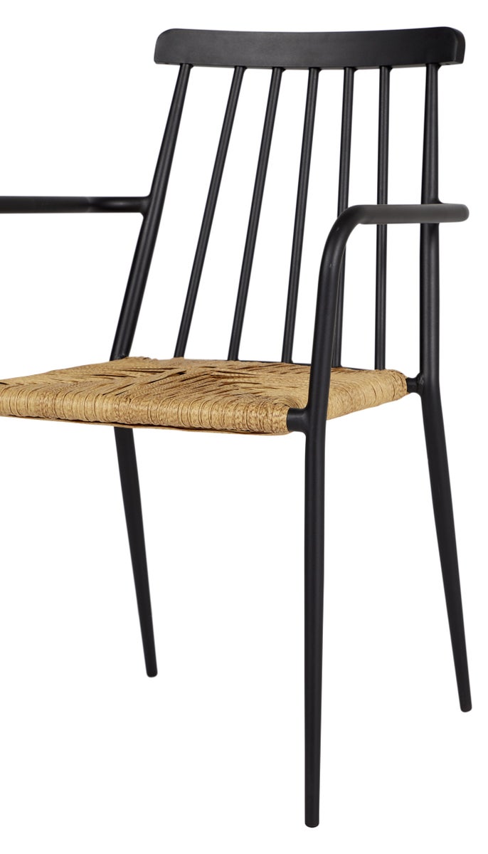 Evira stapelbare tuinstoel, zwart en naturel. 58 x 54 x 84 cm
