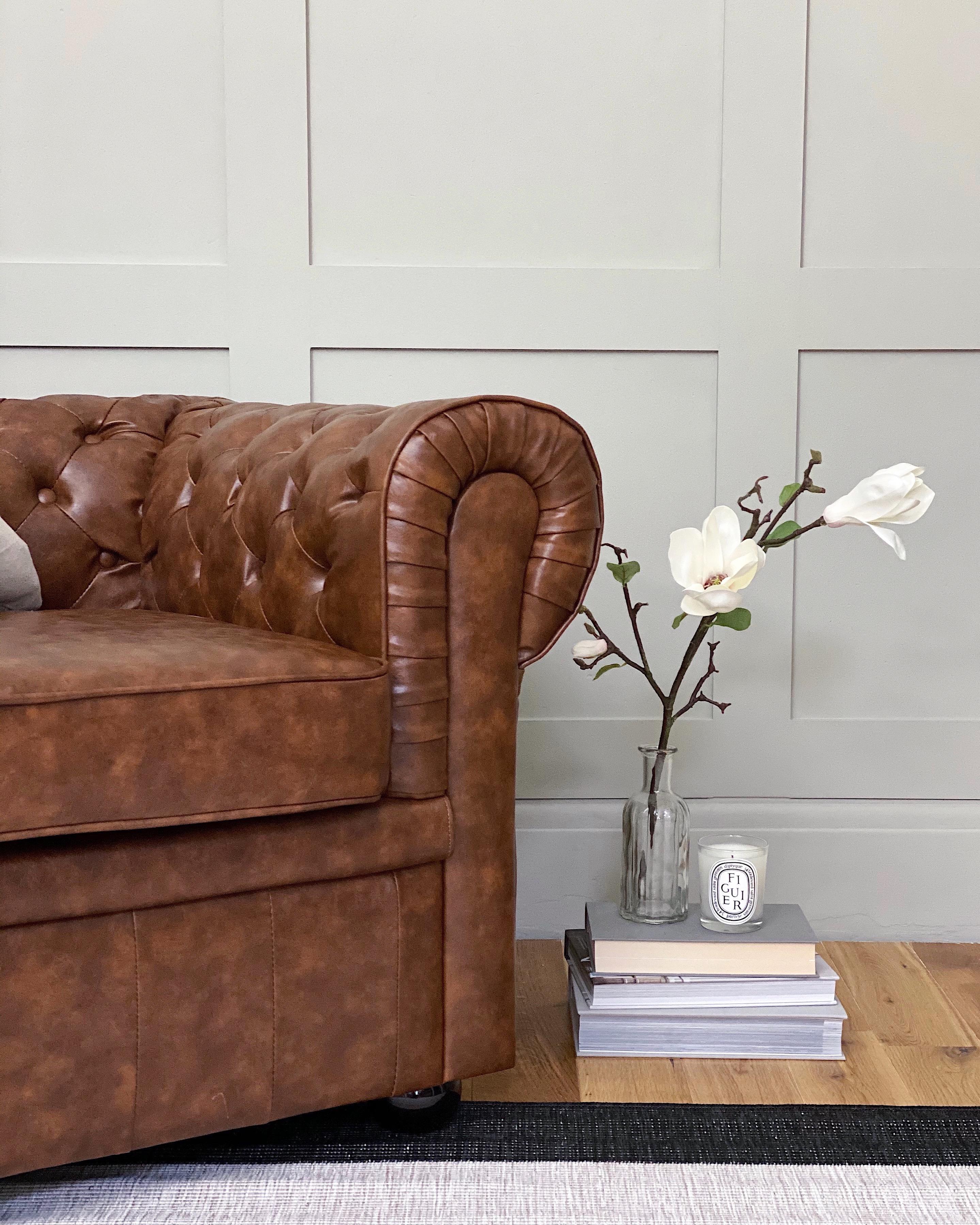 Bank 3-zits CHESTERFIELD Kunstleer Goudbruin