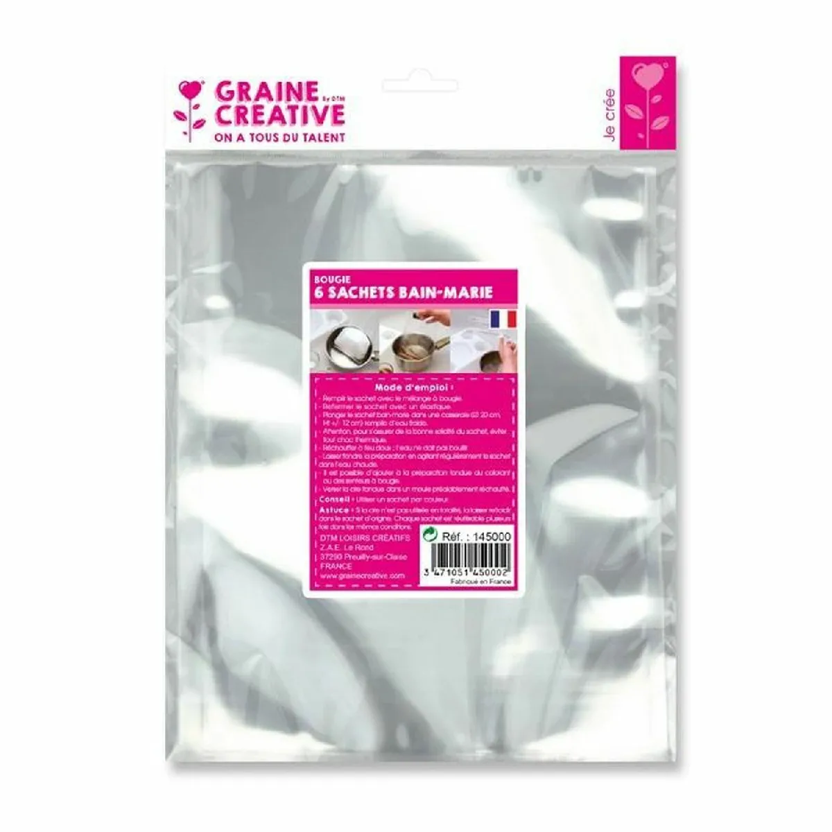 12 Sachets Bain-Marie pour Cire à Bougie - Graines Créatives