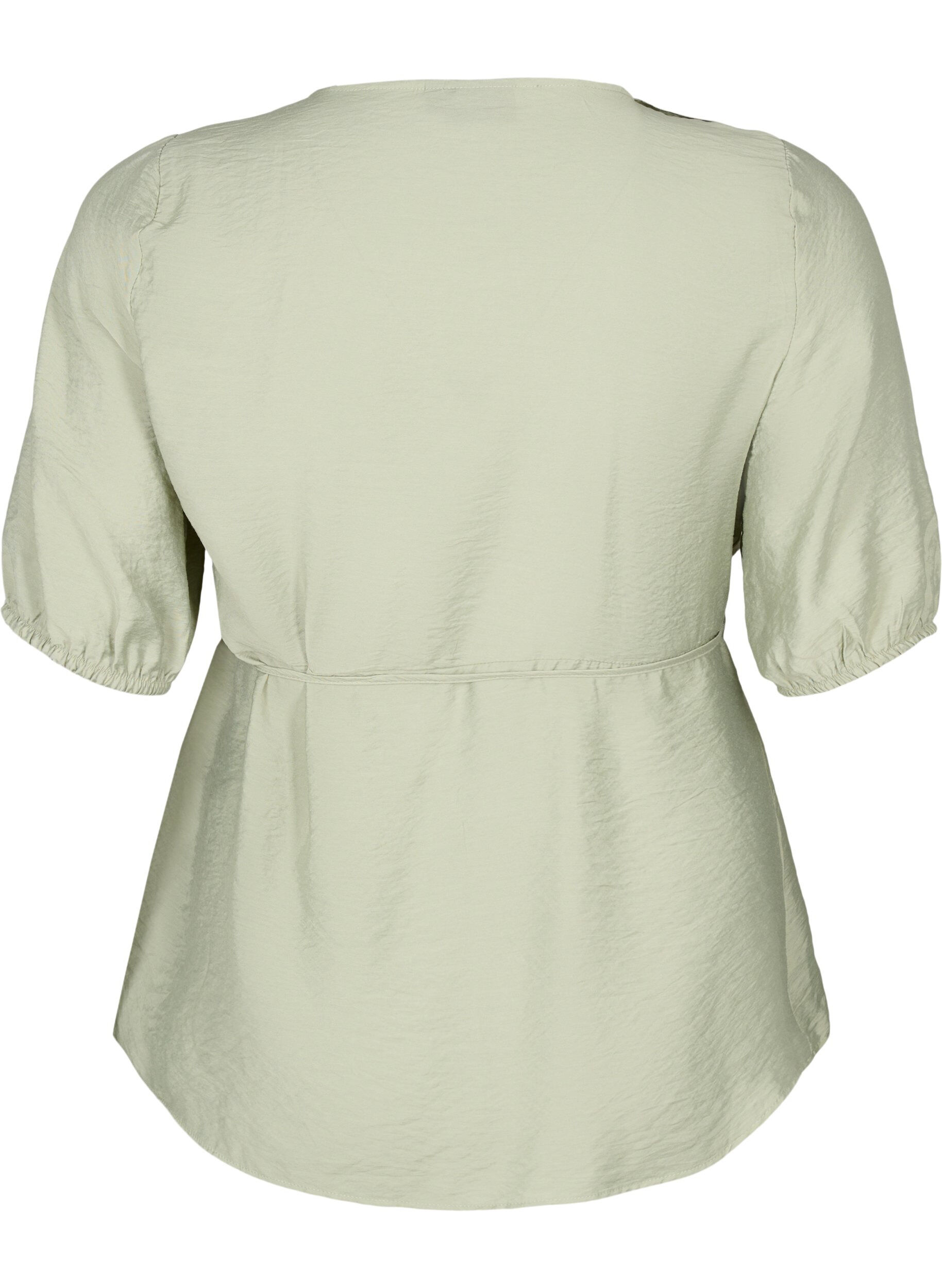 Wrap bluse i viskose med 1/2 ærmer