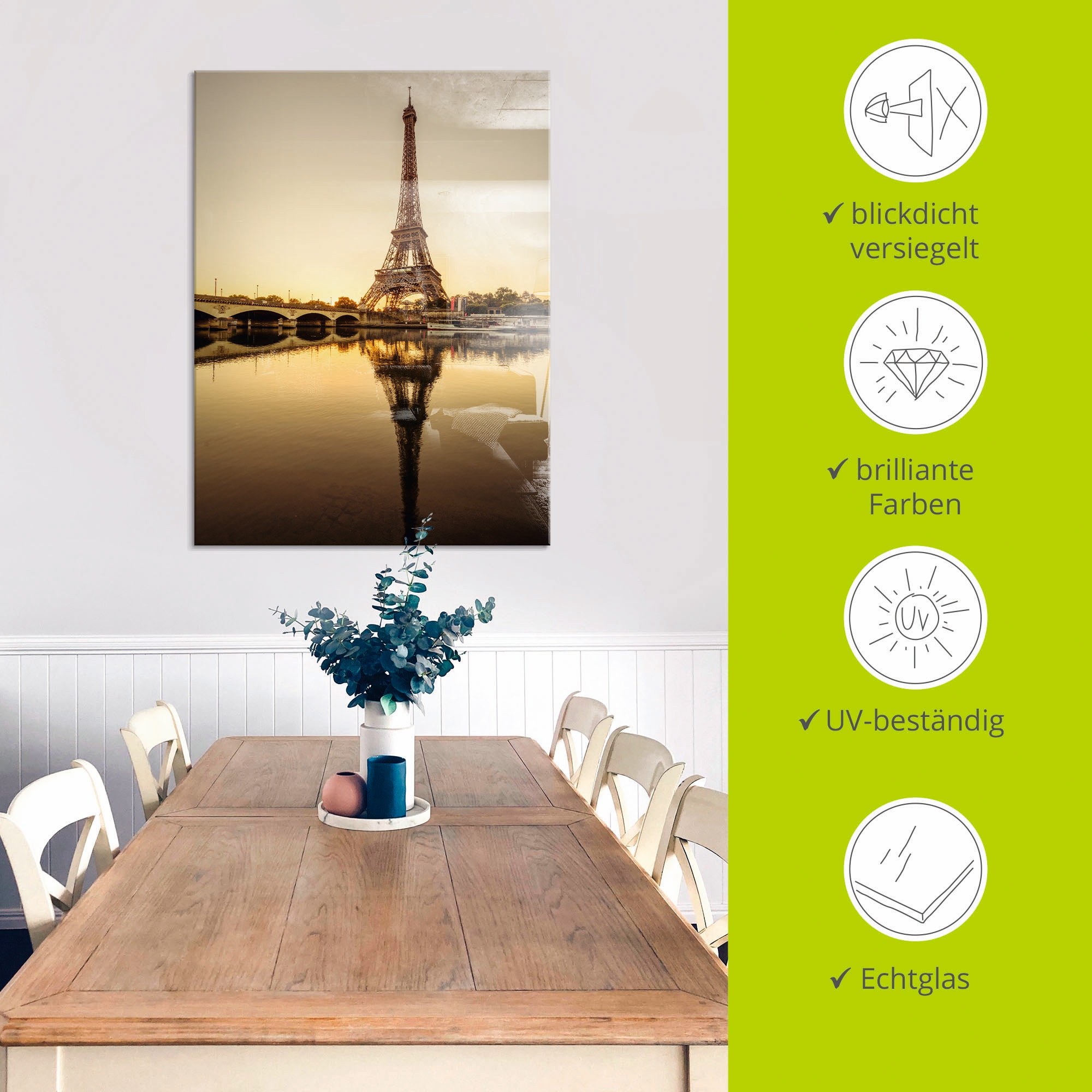 Artland Glasbild »Paris Eiffelturm V« Gebäude 1 Stk. tlg. in verschiedenen Grössen