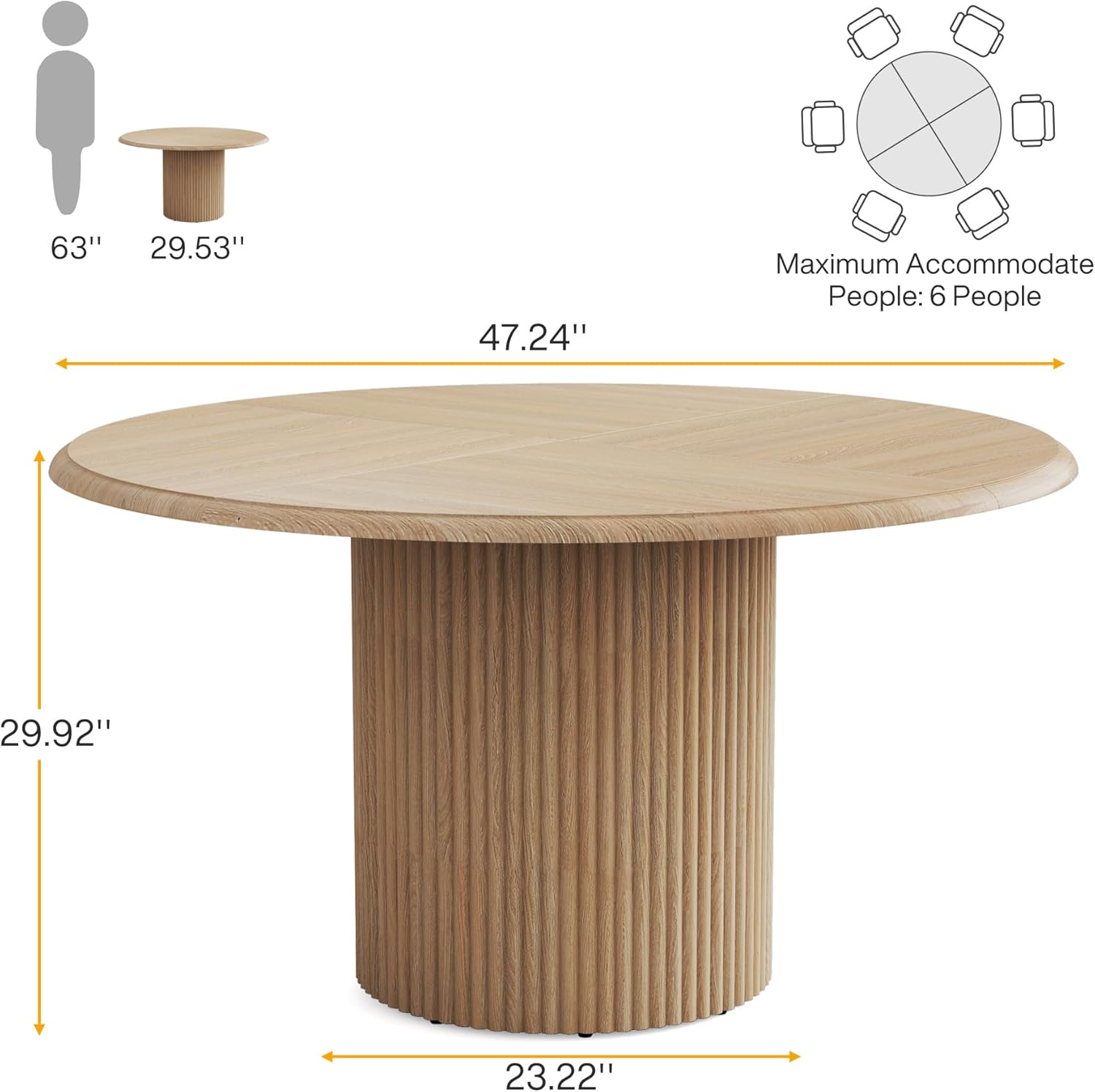 Tribesigns Runder Esstisch für 4 Personen, 120 cm Esszimmertisch mit Metallsockel, Runde Moderne Esstische, Küchentisch für Esszimmer, Küche, Wohnzimmer (Nur Tisch)