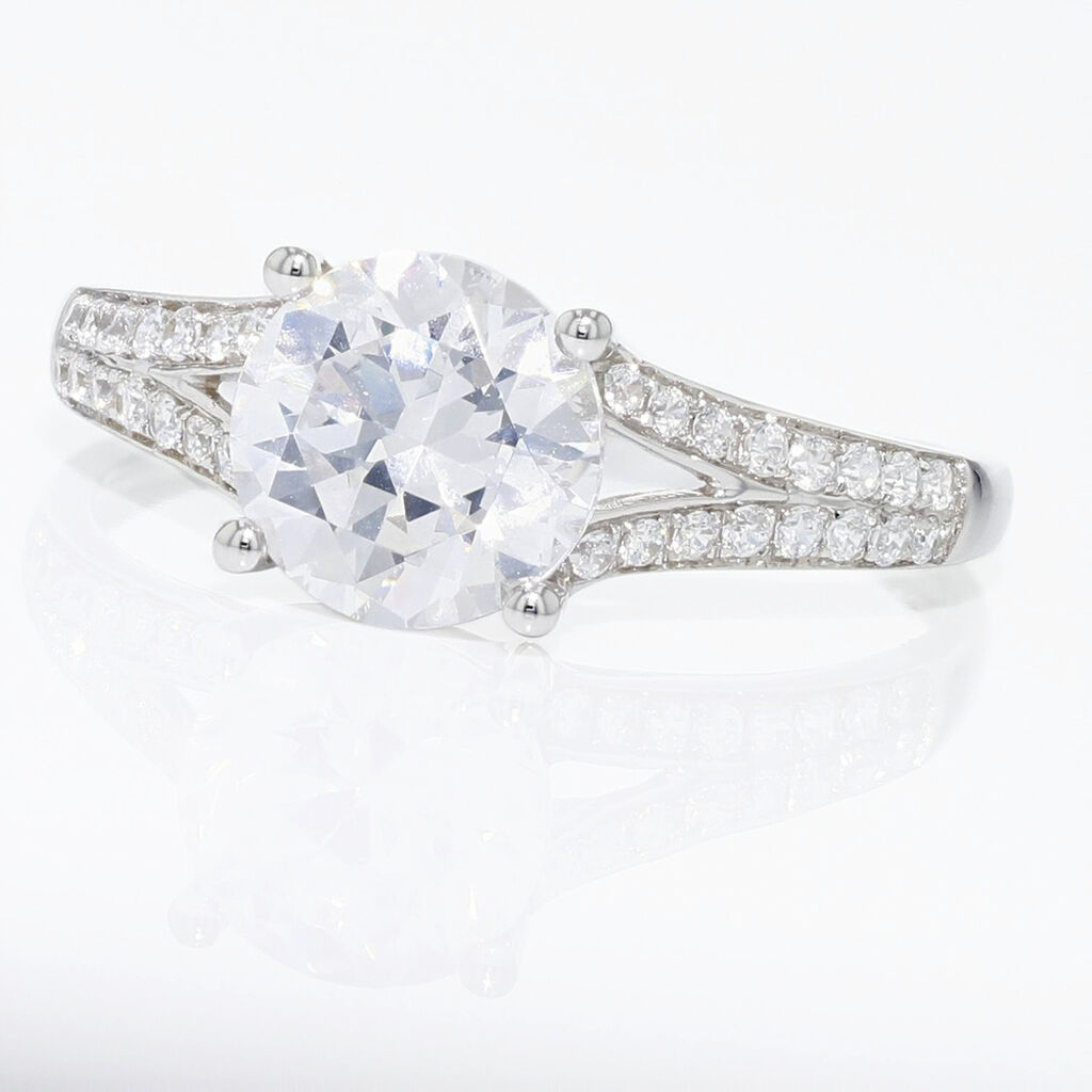 Bague Solitaire Carolina Or Blanc Oxyde De Zirconium