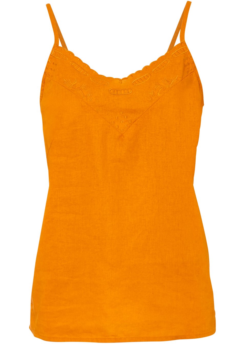 Top en lin majoritaire avec broderie