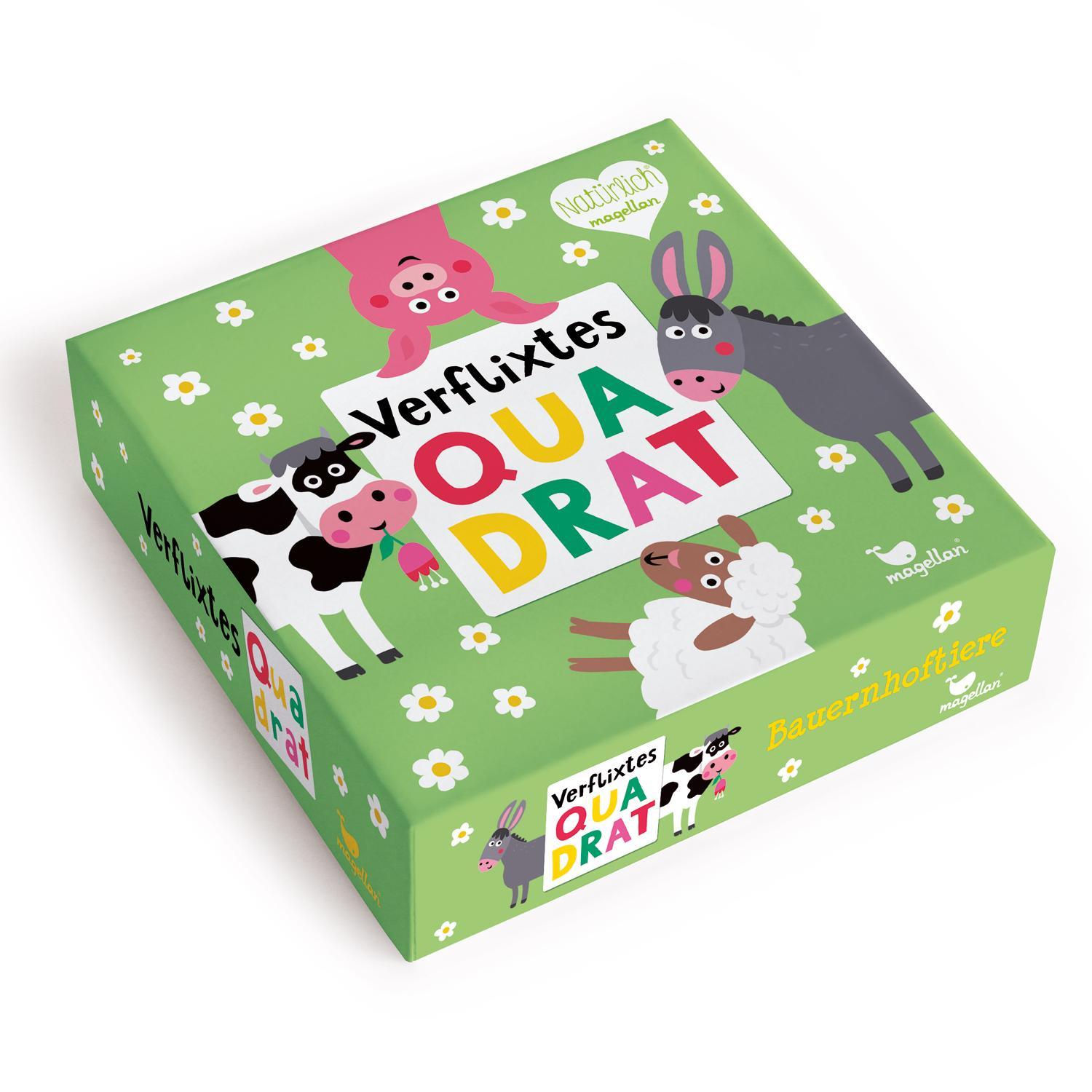 Anlegespiel VERFLIXTES QUADRAT - BAUERNHOFTIERE 9-teilig