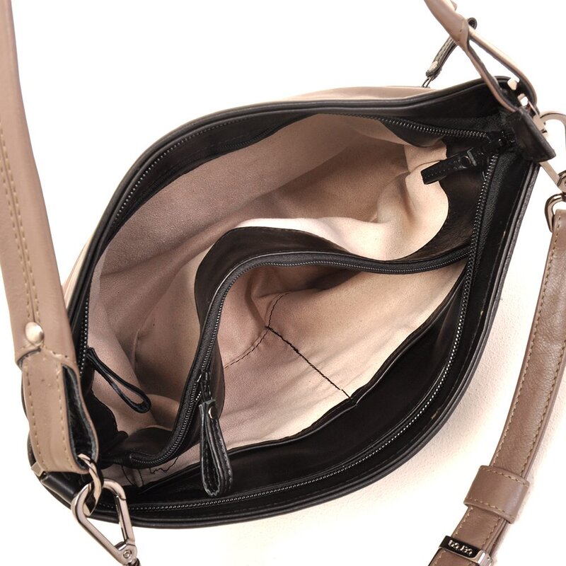Berba Soft Schoudertas Taupe – Zwart