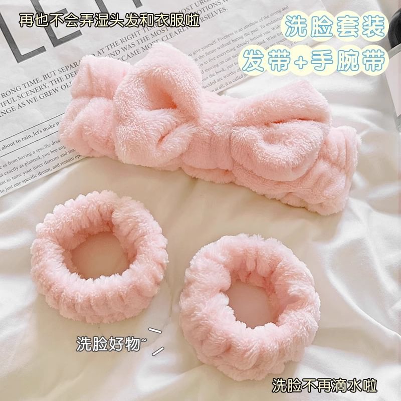 Honeyfluff - Set: Bow Face Wash Hoofdband + Polsband