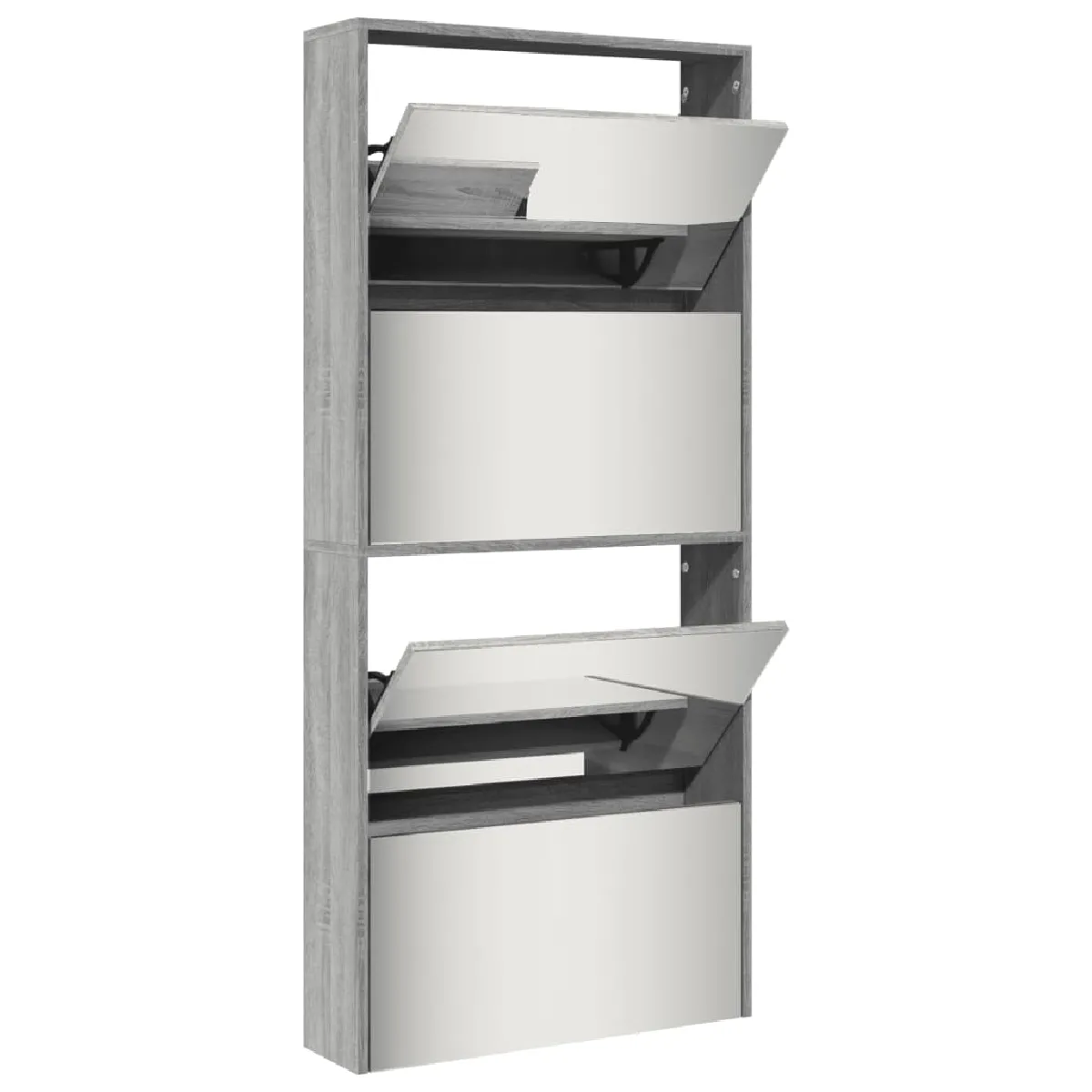 vidaXL Armoire à chaussures miroir - Sonoma gris 63x17x134 cm