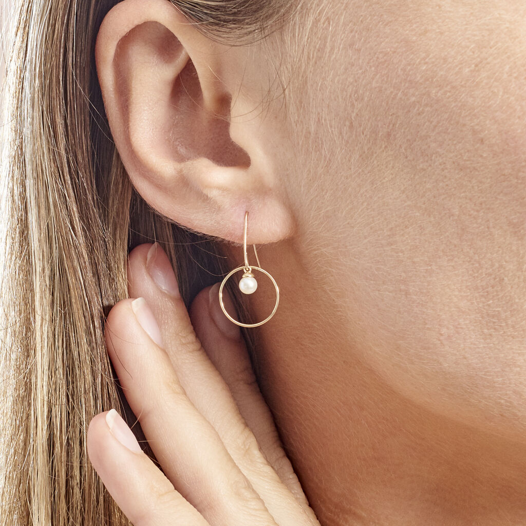 Boucles D'oreilles Pendantes Salvine Or Jaune Perle De Culture