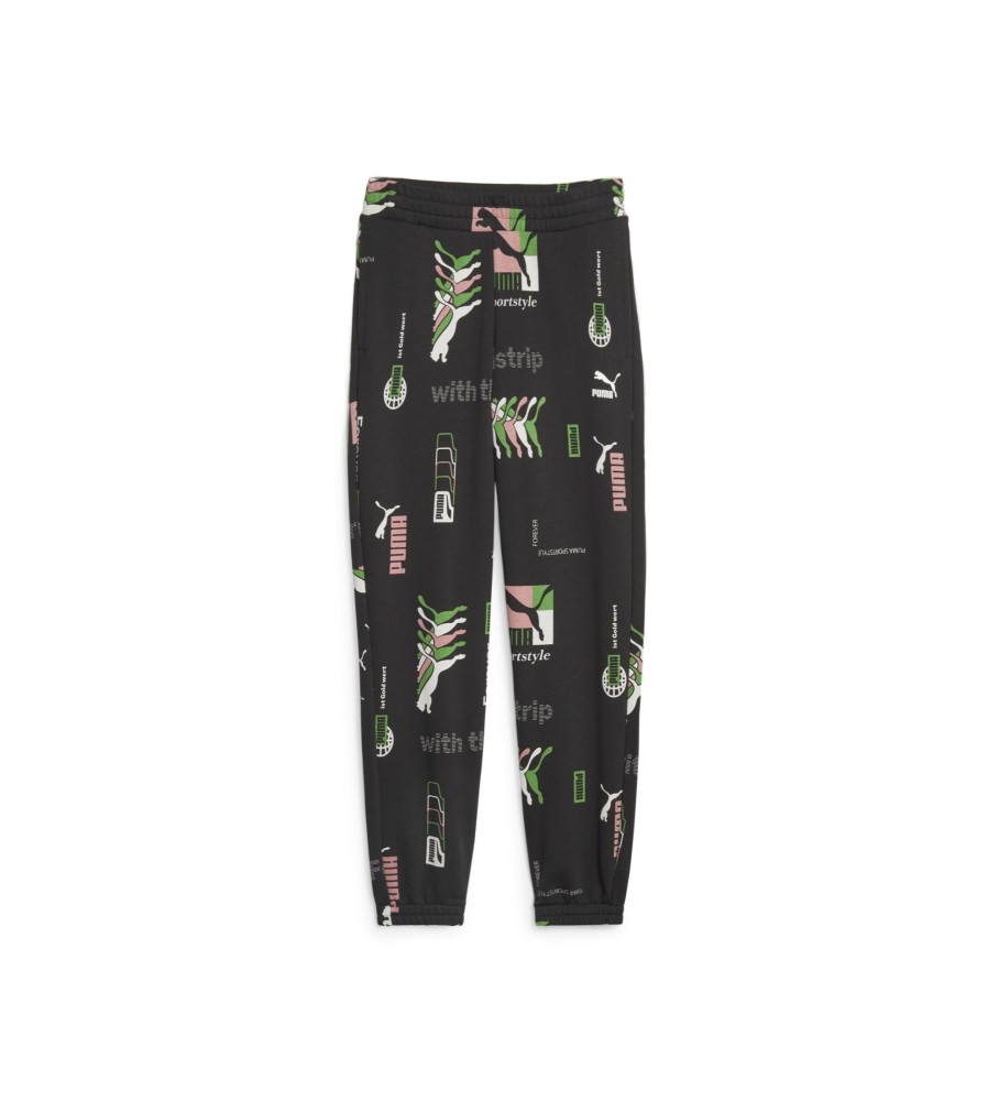 Calça Puma Classic Estampada Preta