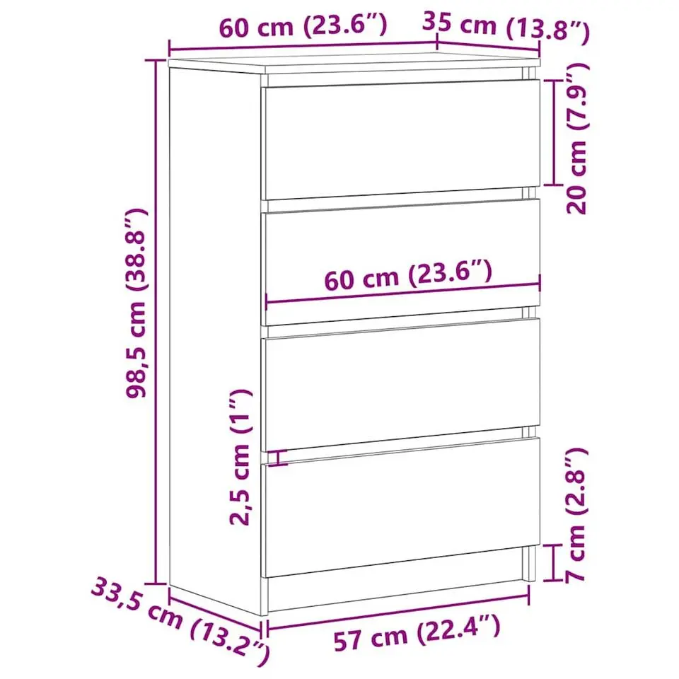 vidaXL - Dressoir - Wit - Bewerkt hout