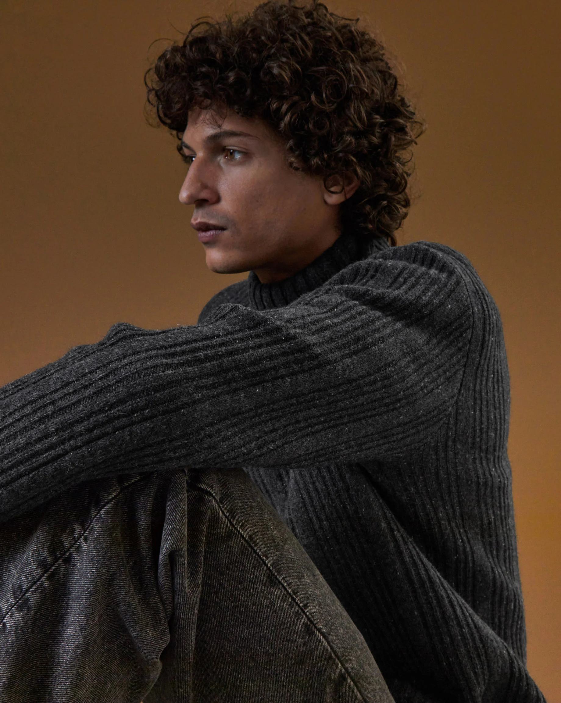 Pull col montant en laine mélangée | Gris