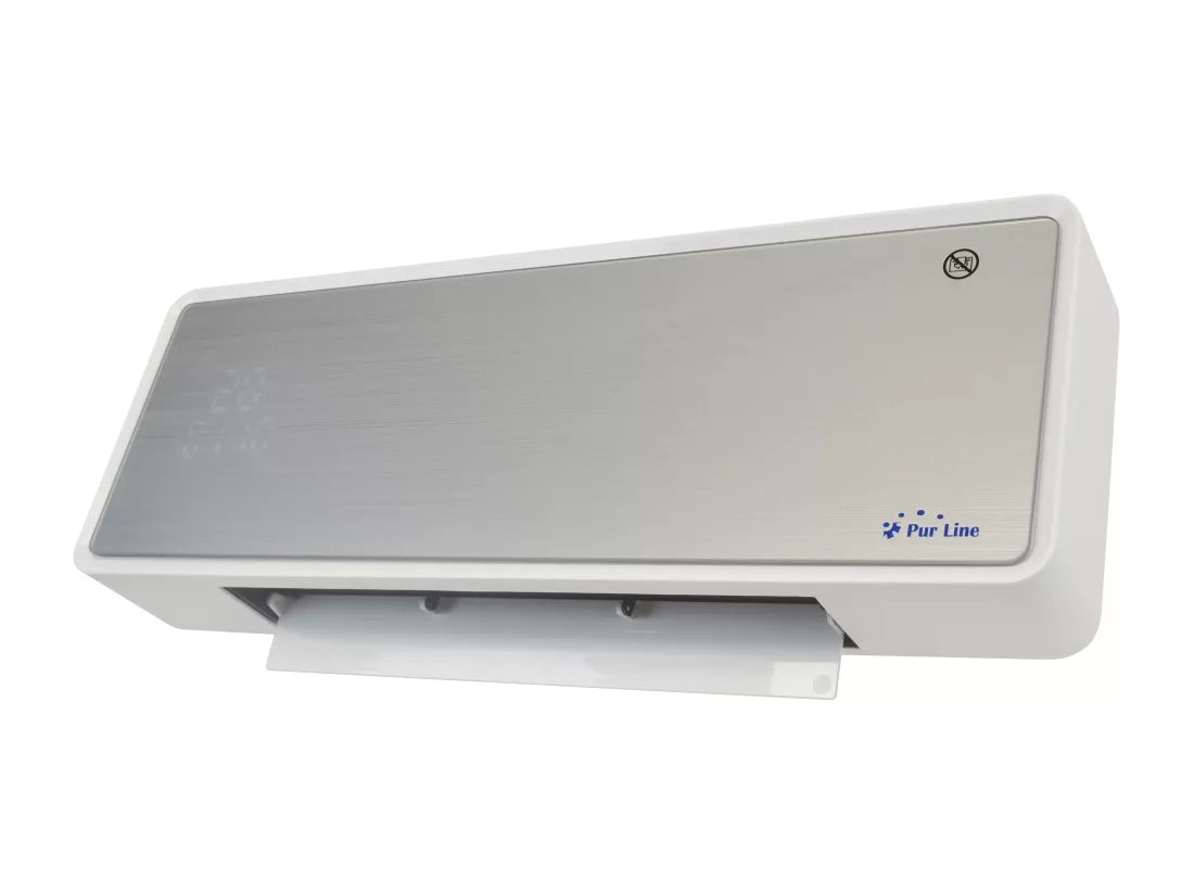 Chauffage soufflant 2000 W façade en verre argenté télécommande et minuterie