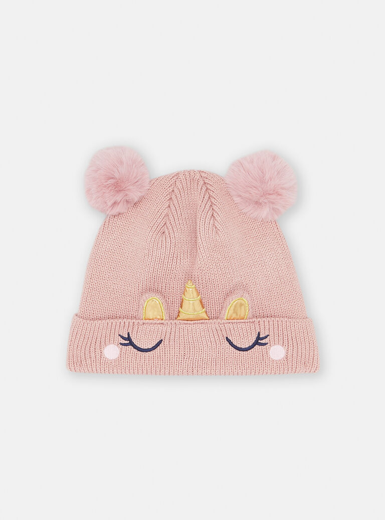 Bonnet rose à animation licorne