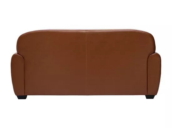 Canapé convertible vintage 3 places cuir marron et bois noir avec matelas 9 cm CLUB