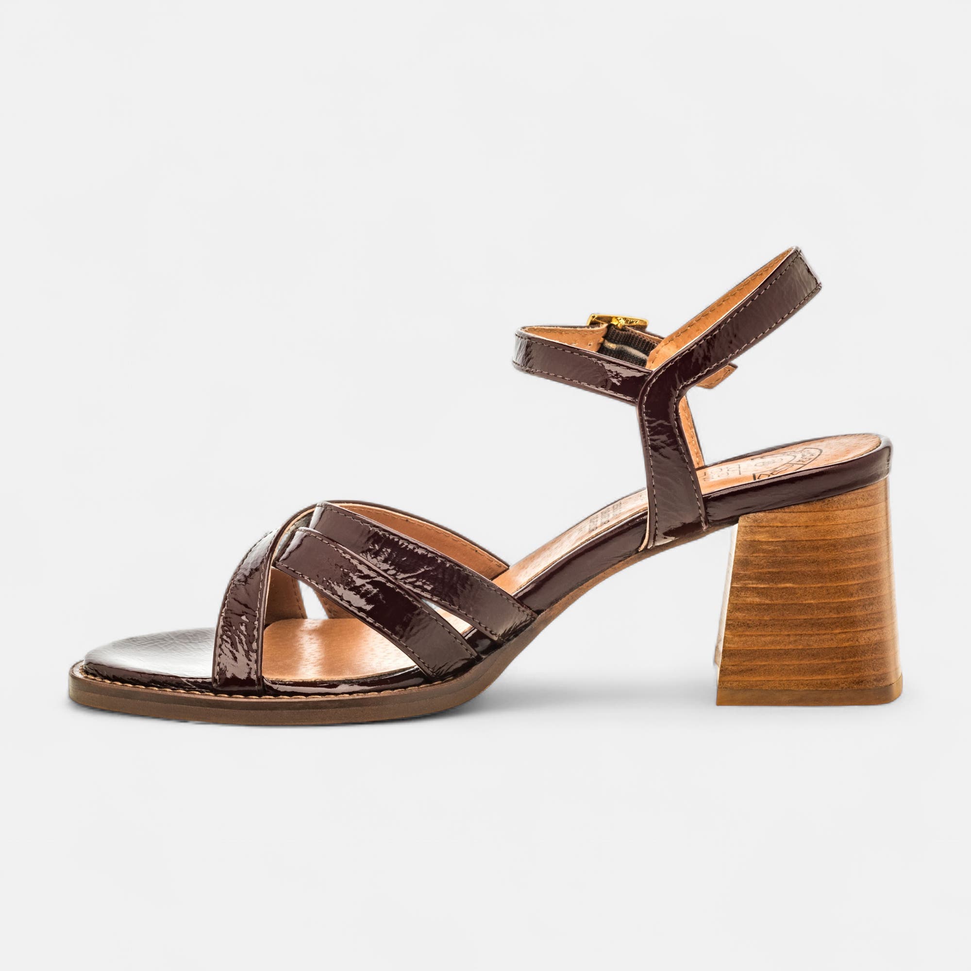 Nu-pieds à talon Femme en cuir bordeaux