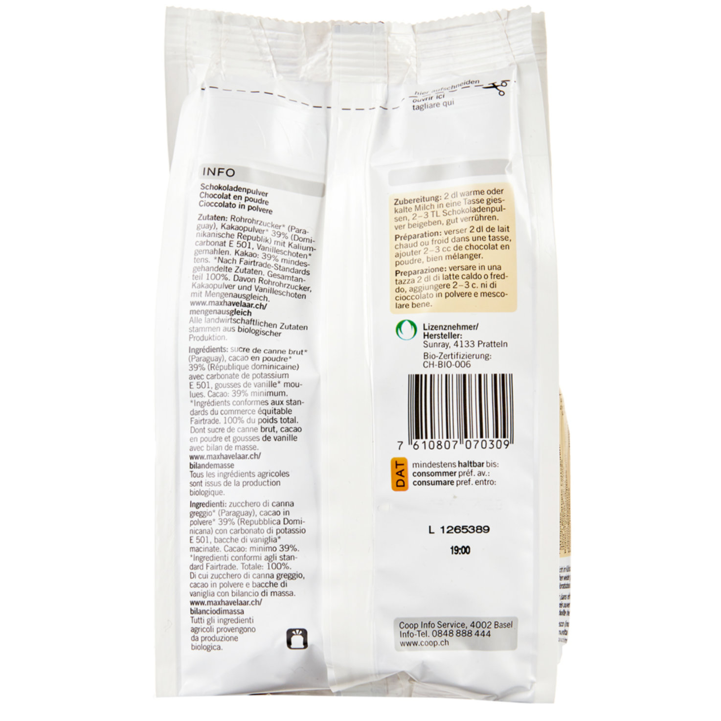 Naturaplan Bio Fairtrade Schokoladenpulver