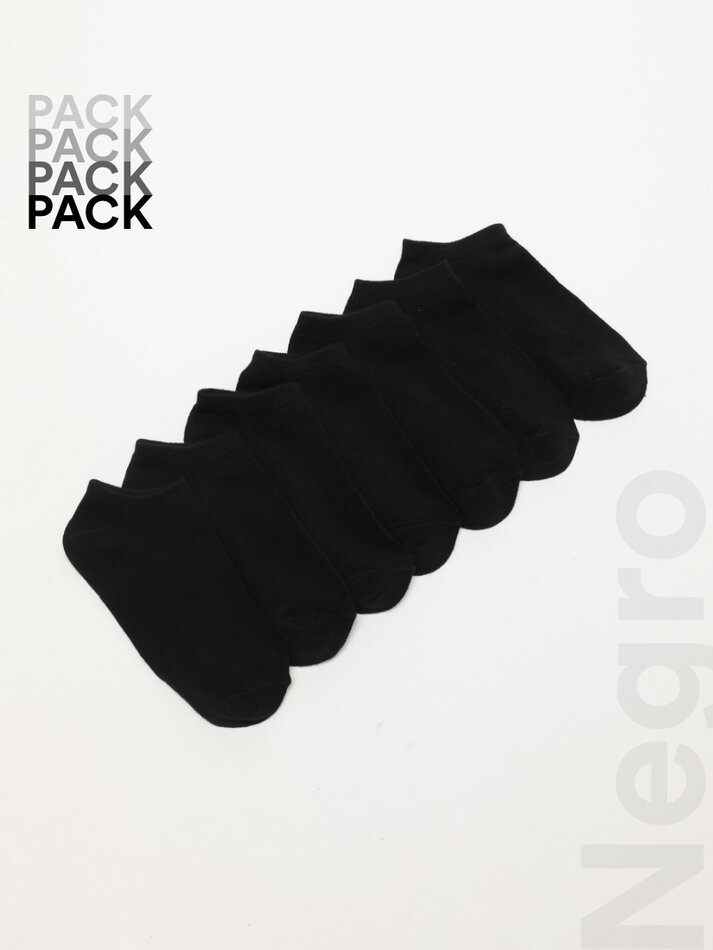 Pacote com 7 pares de meias básicas de cano curto - Pretas
